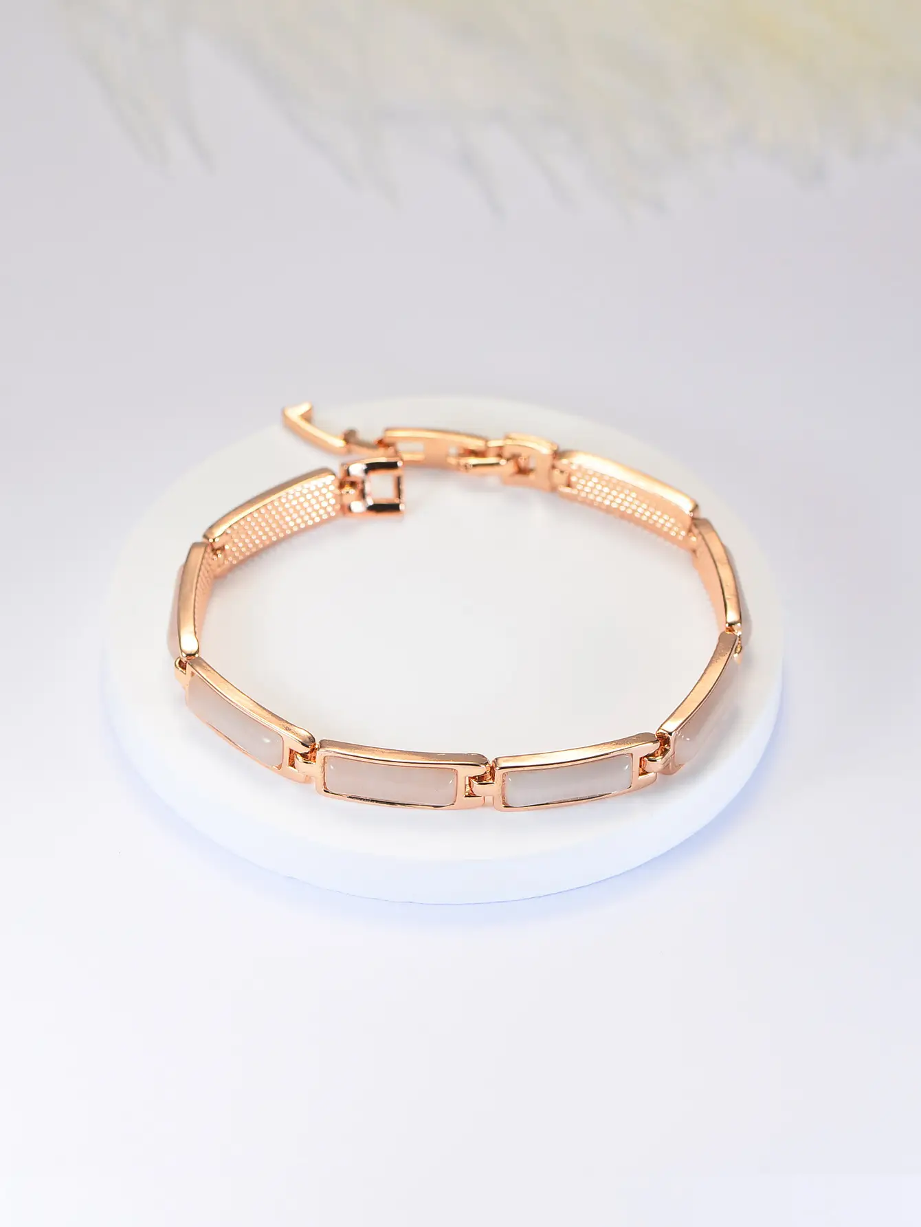 Geometric Rose Gold Opal Bracelet For Women