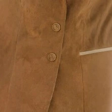 Vintage Suede-Effect Suit Jacket With Long Sleeves For Women
