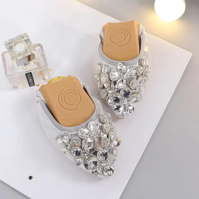 New Bow Pointed Low cut Rhinestone Pumps Silver - Shop at LoveMi