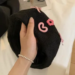 Beret Big Head Circumference Female Black Internet Celebrity All-matching - Black - View 1