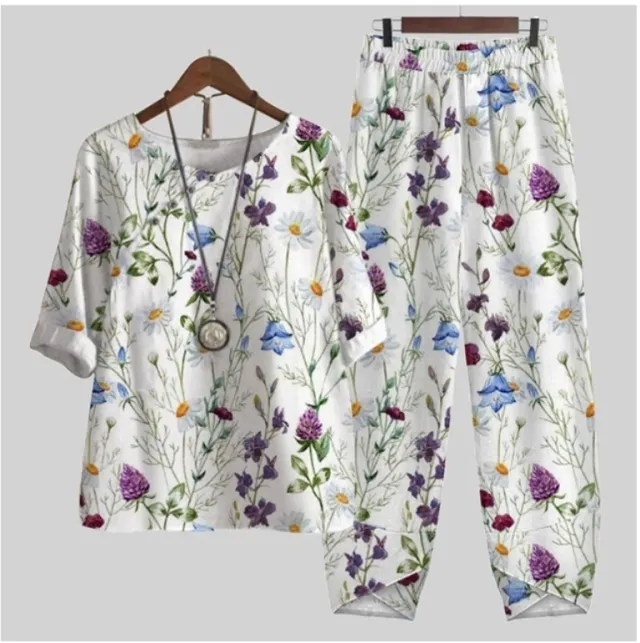 New Women's Five quarter Sleeve Printed Top Two piece Pants Element 2 L - Shop at LoveMi