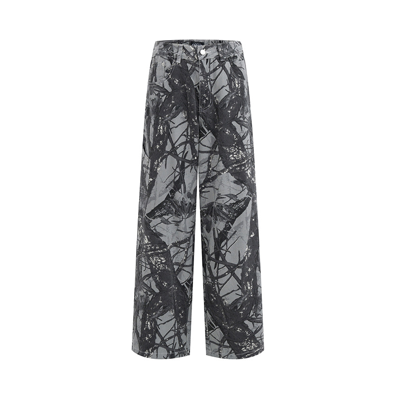 Loose American Retro Camouflage Workwear Wide Leg Pants - Image 6