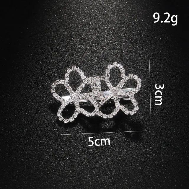 Super Fairy Flowers Barrettes Atmosphere Side Clip Simple Girl Rhinestone Silver - Shop at LoveMi