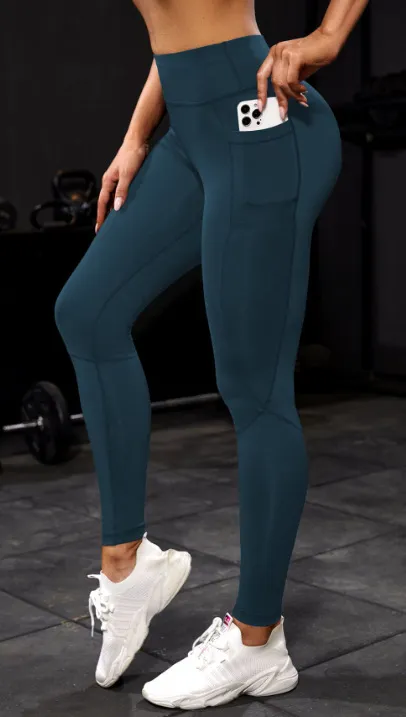Women's High Waist Pure Colour Leggings - Olive
