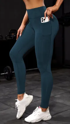Women's High Waist Pure Colour Leggings - Olive - View 1