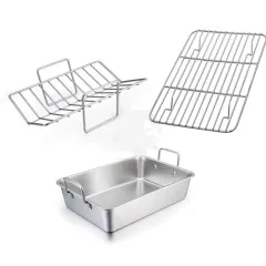 Stainless Steel Outdoor Square Large Capacity Barbecue Tray - Three Sets - View 1