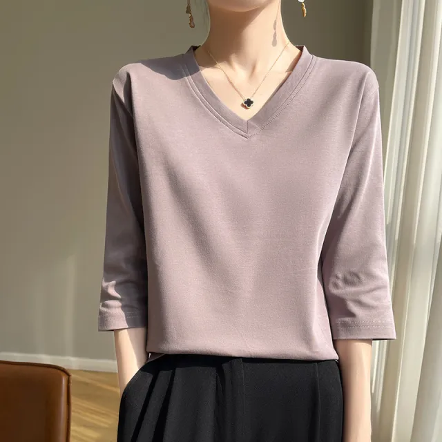 Women's V neck Cotton Top Purple - Shop at LoveMi