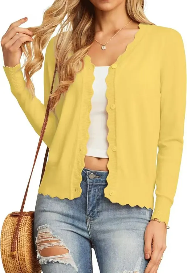Fashion Short Knitted Cardigan Coat Yellow - Shop at LoveMi