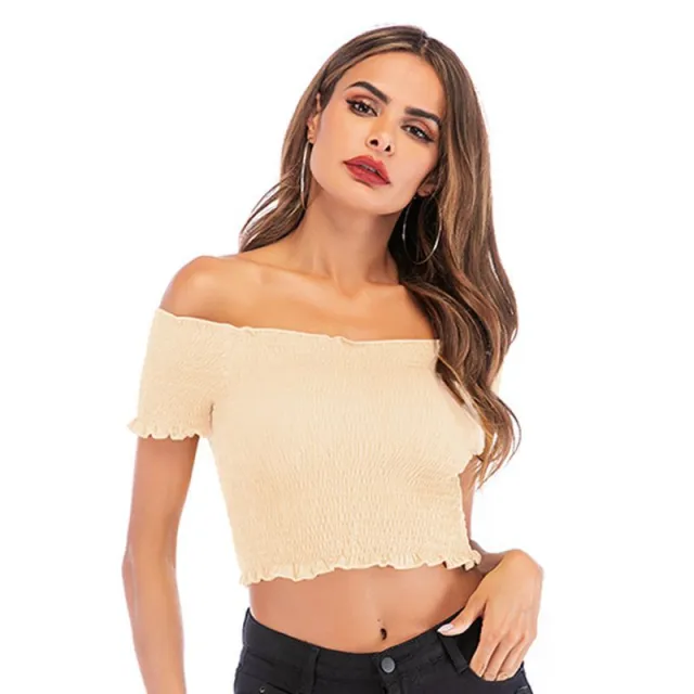 Women's Fashion Fungus Short Sleeve Apricot - Shop at LoveMi