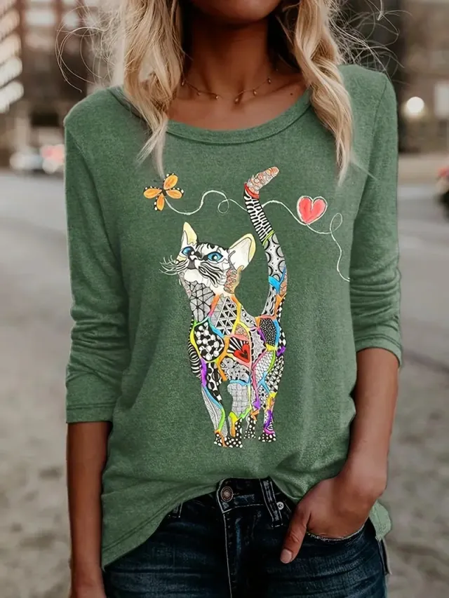 Women's New Long Sleeve 3D Printed Crew Neck Sweatshirt Wqnt34Yt38 S - Shop at LoveMi