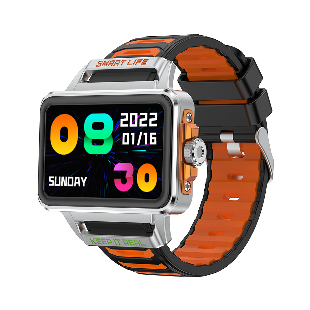 Silver Black Orange Strap