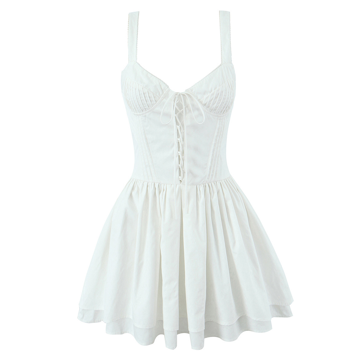 European And American Style Simple Solid Color Holiday Leisure Slim-fitting Patchwork Rope Sling Dress