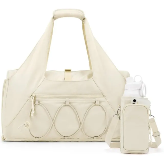Women's Handbag Large Capacity Yoga With Kettle Gym Bag Beige - Shop at LoveMi