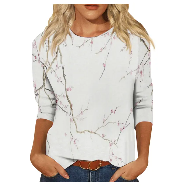 Round Neck Printed Casual Loose Long Sleeve 25Style 4Xl - Shop at LoveMi