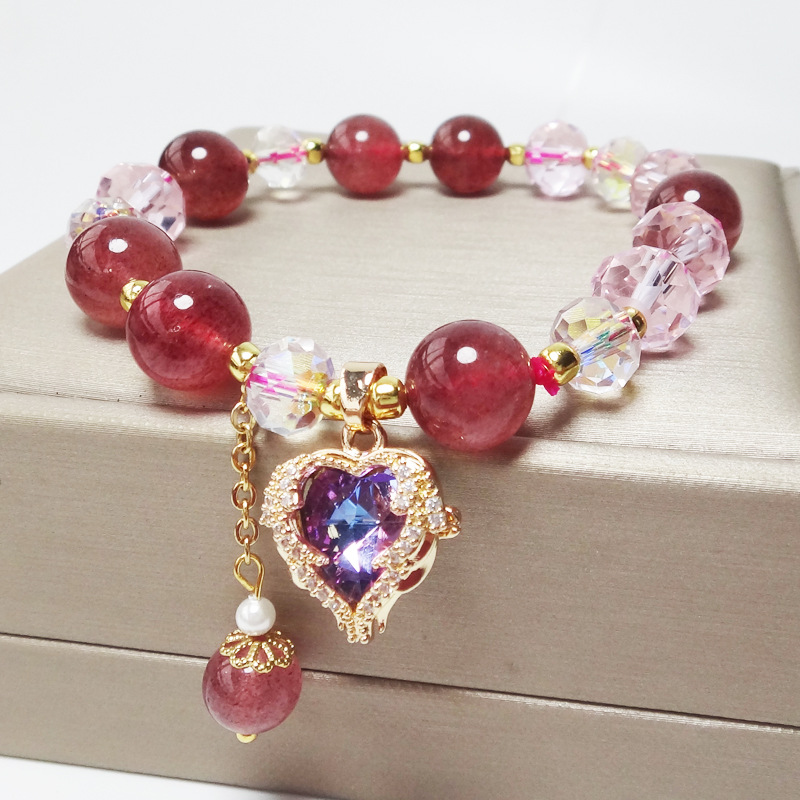 Natural Strawberry Quartz Bracelet Women's Summer Fashion High Sense