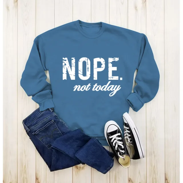 Women's Printed Round Neck Pullover Fashion Sweater Blue - Shop at LoveMi