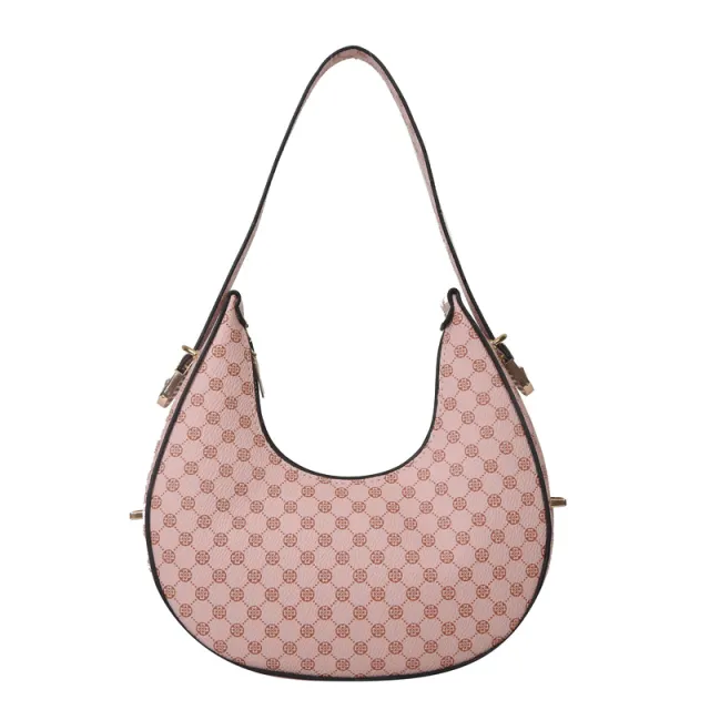 Casual Printed Western Style One Shoulder Crescent Underarm Bag Pink - Shop at LoveMi