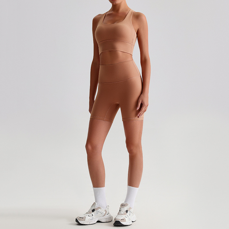 Fashion Sports Fitness Yoga Wear Suit Women 0197 Mocha Mousse Suit S - Shop at LoveMi