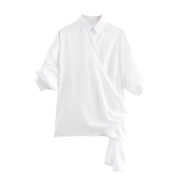 Summer New Bowknot Decoration Poplin Short Sleeve Shirt White - Shop at LoveMi