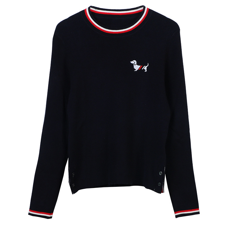 Women's Fashion Loose-fitting Long Sleeves Contrast Color Striped Round Neck Top