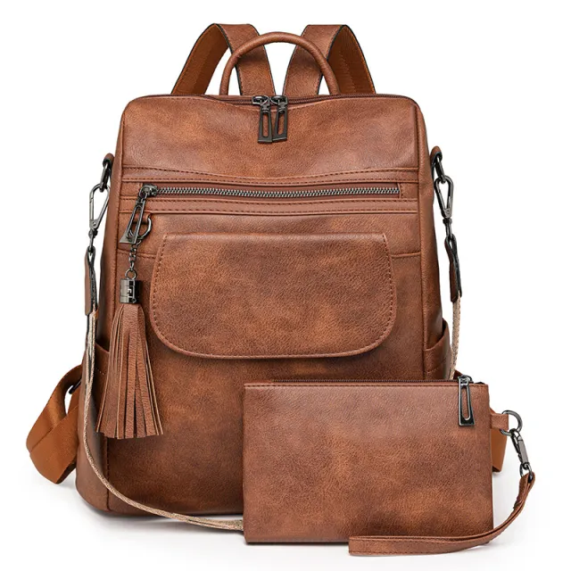 Vintage Leopard Print Fashion Large Capacity Backpack Brown - Shop at LoveMi