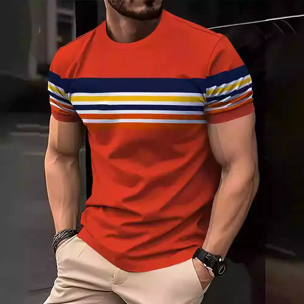 3D Printing Crafts Inner Wear Outer Wear Loose Striped Short Sleeve