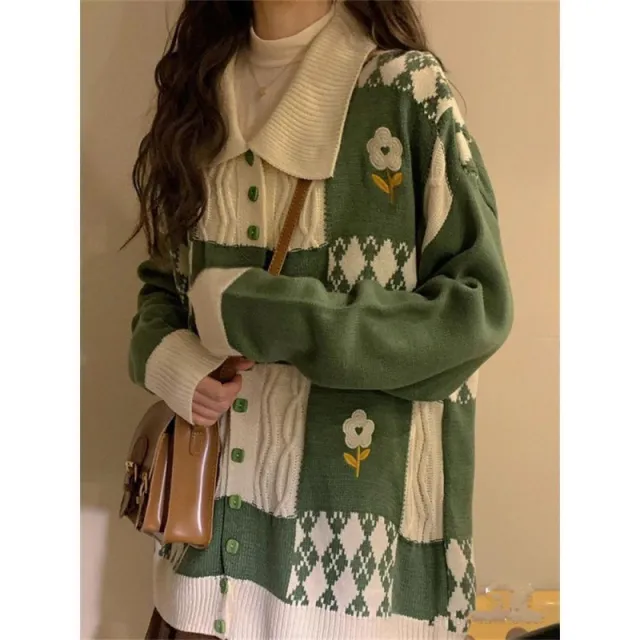 French Style Retro Japanese Idle Style Loose Sweater For Women Green - Shop at LoveMi