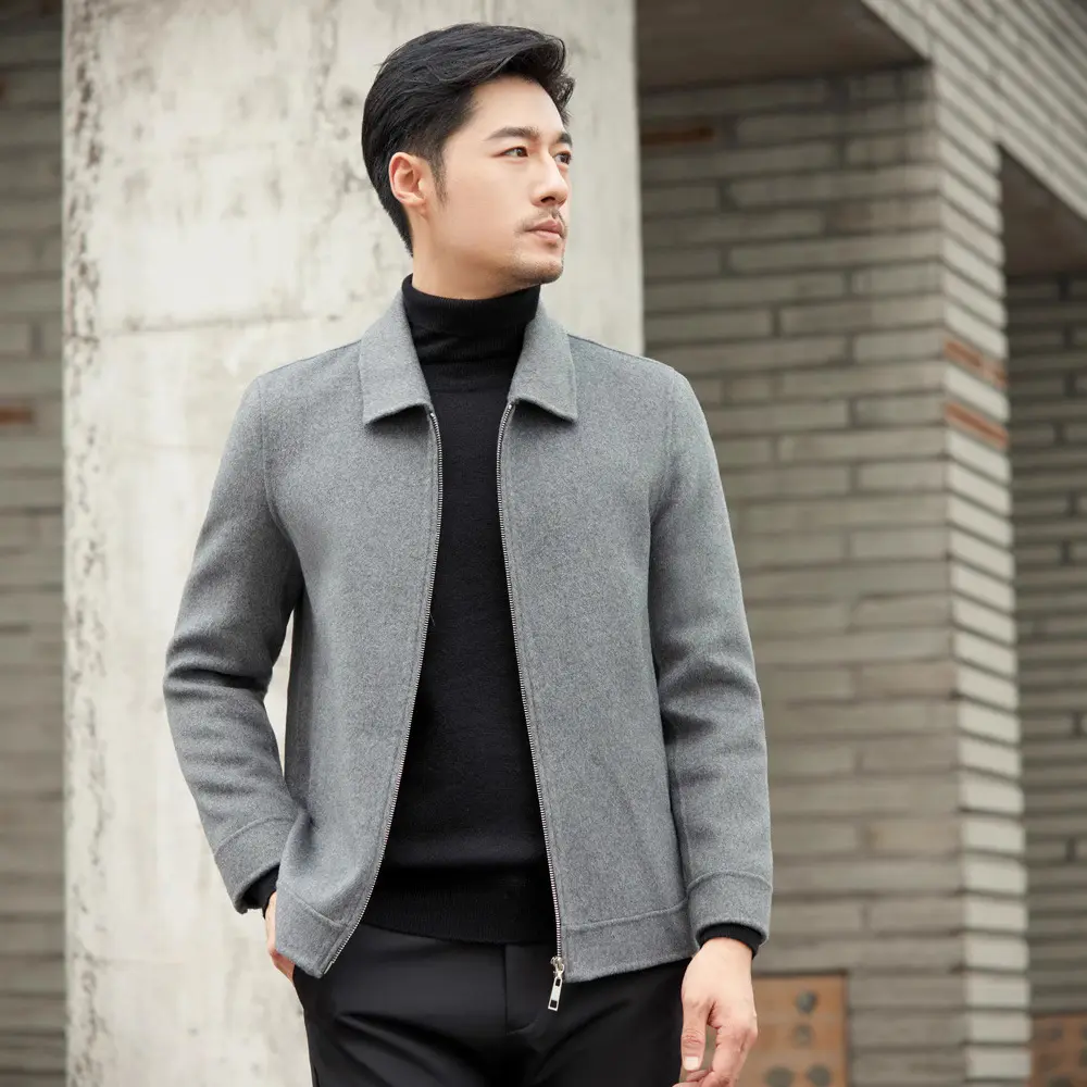 Wool Mid-Aged Business Short Lapel Jacket