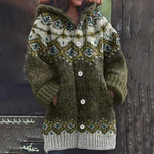 Retro Ethnic Print Women's Casual Cloak Coat Dz167246Hwegreen - Shop at LoveMi
