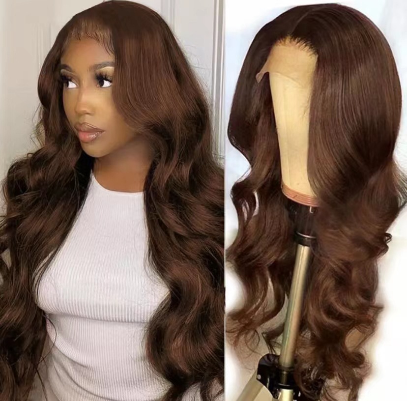 Front Lace Long Fiber Wig Light Gold Big Wave Brown - Shop at LoveMi
