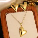 Stainless Steel Heart Bow Flower Necklace And Earrings Set view 16