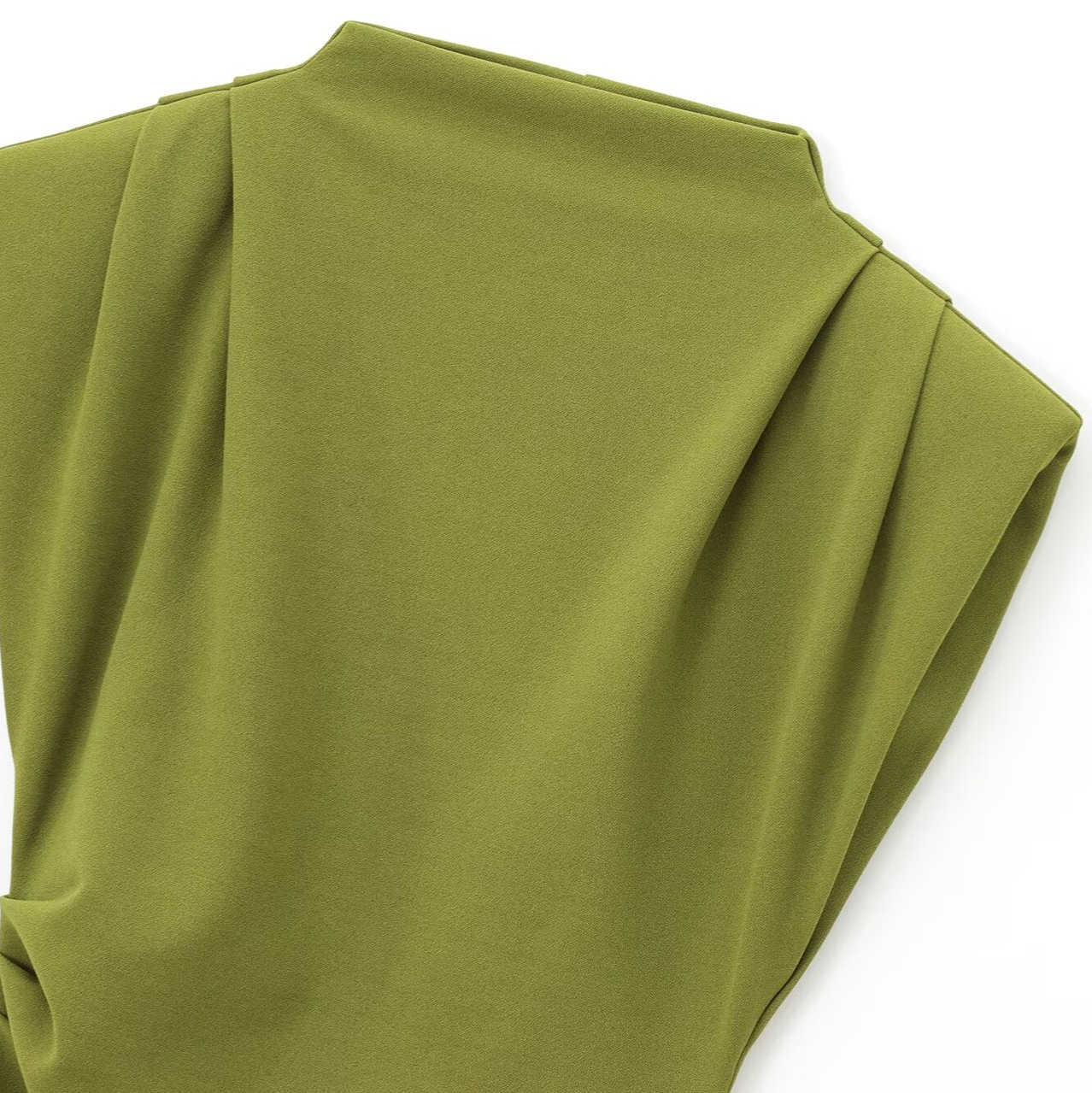 Women's Small Stand Collar Short Sleeve Padded Shoulder Waist Dress