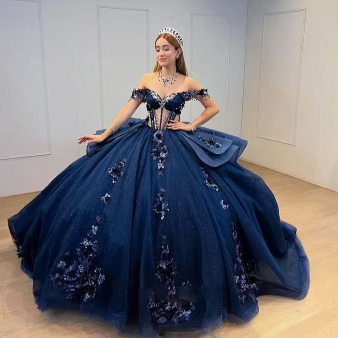 Off Shoulder Applique Dress Prom Polyester Tulle