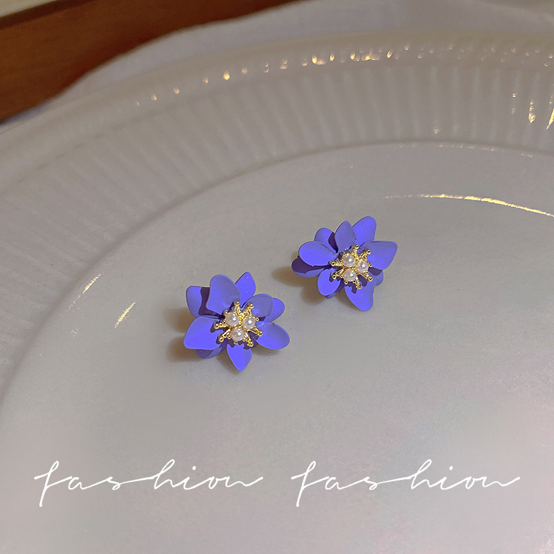 925 Silver Needle Spring And Summer Comely Flower Earrings Female Temperament