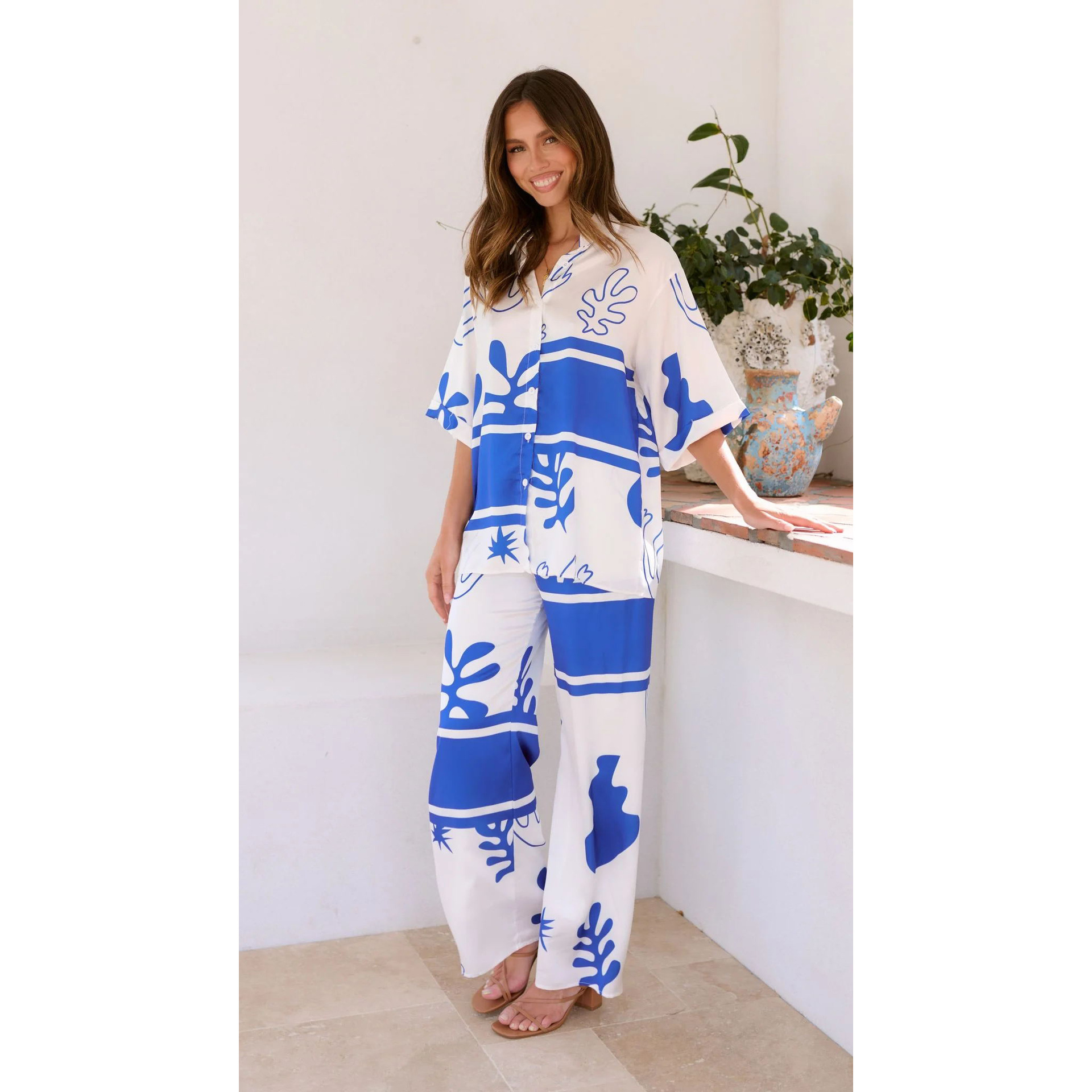 Ladies New Lapel Casual Fashion Personalized Set Blue - Shop at LoveMi