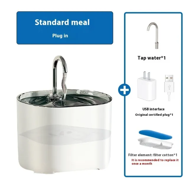 Pet Water Dispenser Loop Filter Smart Cat Water Feeder Alloy Fountain White Plug With Adapter - Shop at LoveMi