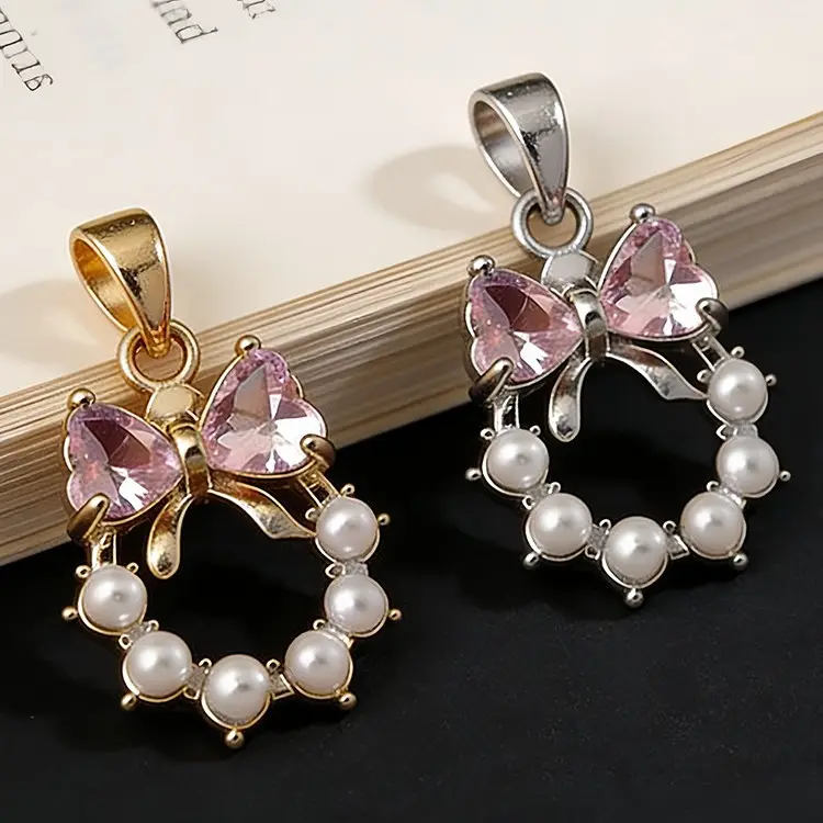 Sweet-style Bow-knot Heart Pendant
