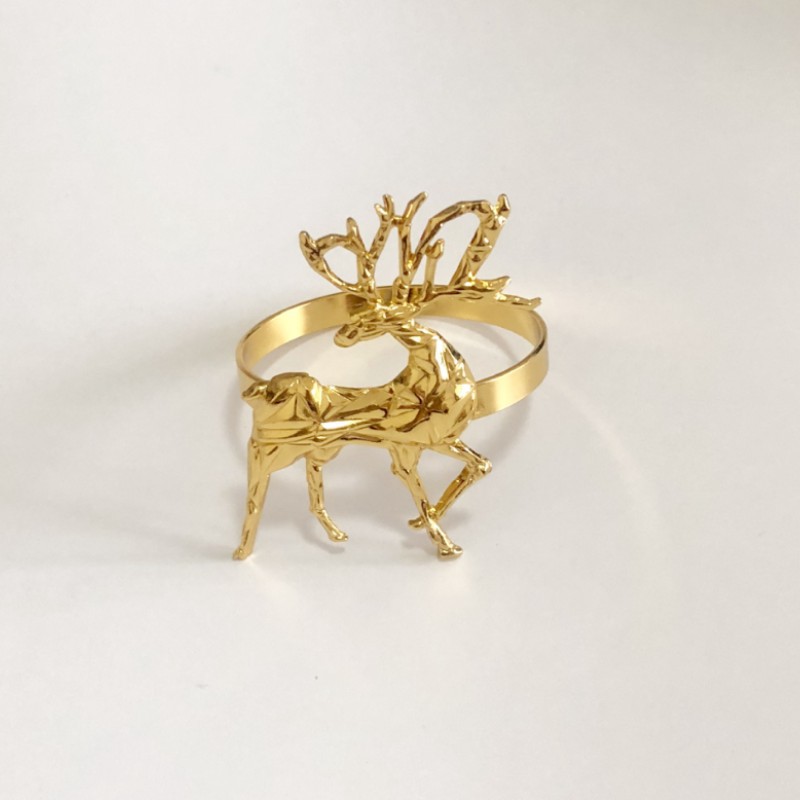 Title 3, Christmas Napkin Ring Golden Diamond Deer Napki...