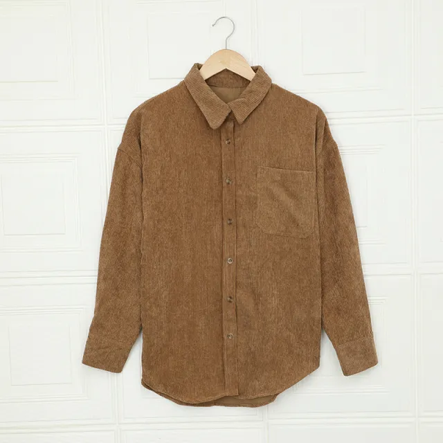 Solid Color Shirt Women's Autumn And Winter Breasted Lapel Brown - Shop at LoveMi