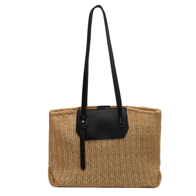 Woven Large Capacity Fashion Handbag Black - Shop at LoveMi