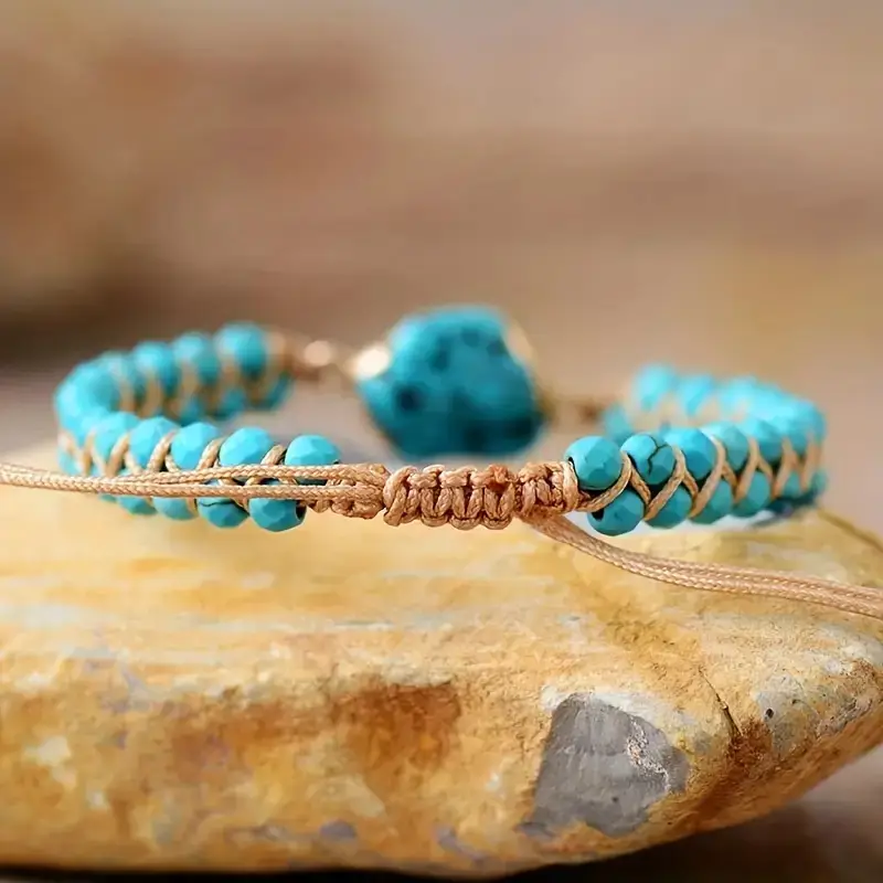 Irregular Turquoise Bezel Double Pendant Accessory Bracelet