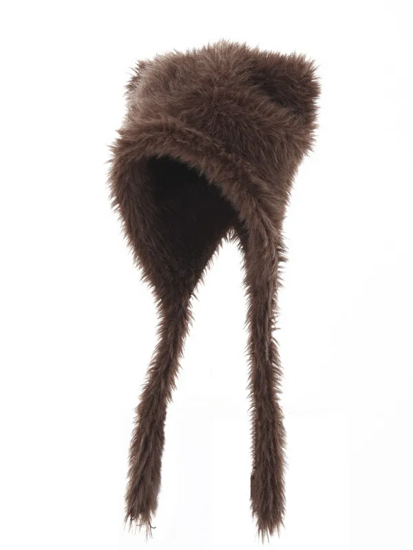 Autumn And Winter Online Influencer Cute Plush Bear Hat Thickened Warm Brown - Shop at LoveMi
