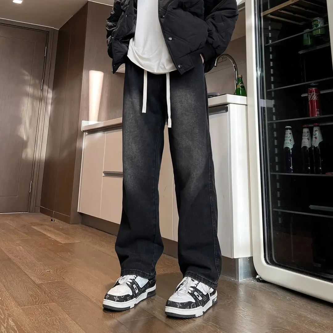 Spring And Summer Straight Loose Men's Pants High Street Washing