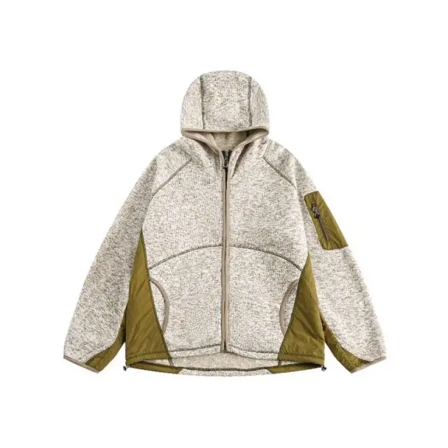 Stitching Heavy Trendy Jacket Top Beige - Shop at LoveMi