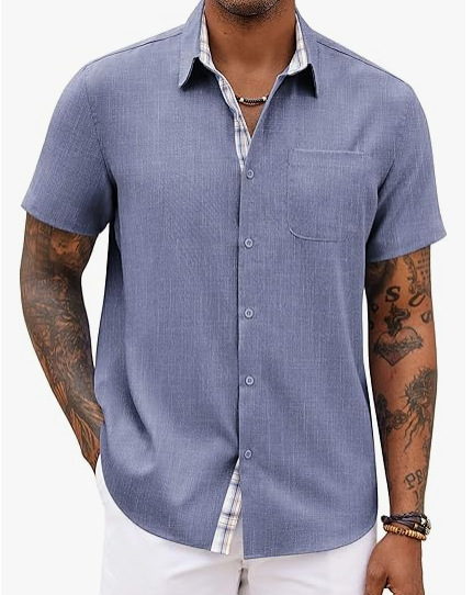 Loose-fitting Solid-color Linen Shirt For Men 11