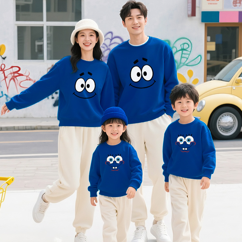Parent-Child Matching Sweatsuits New FallWinter Styles For Families Of Three Or Four Casual And Loose-Fitting