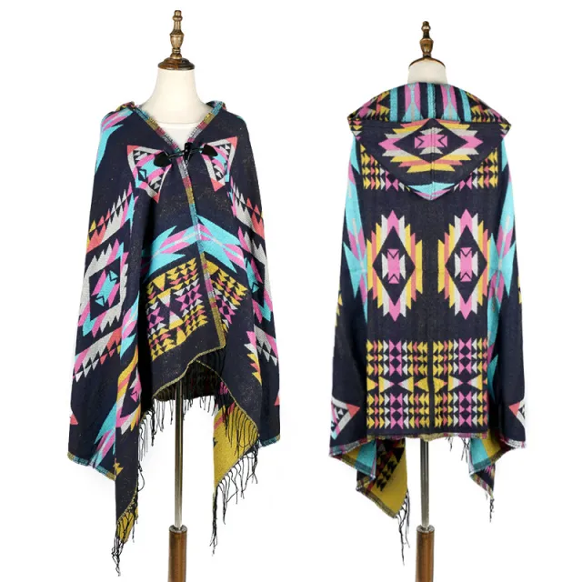 Talma Women's Scarf Dual use Sun Protection Keeping Warm Cape Coat Navy Blue - Shop at LoveMi