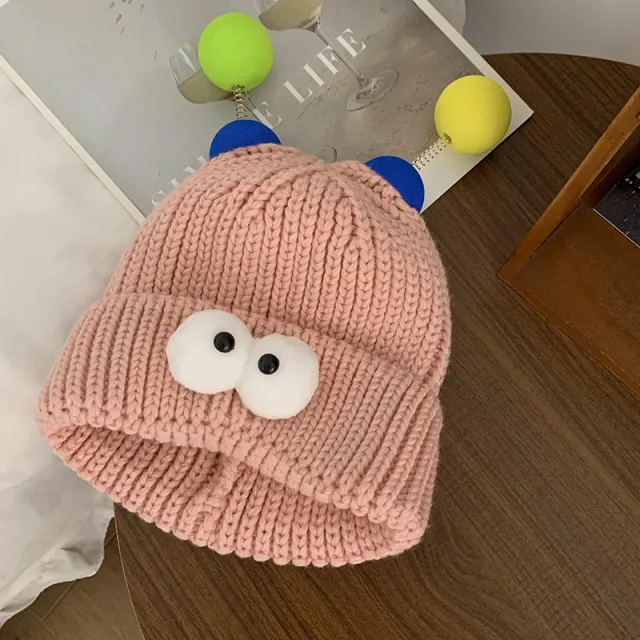 Funny Couple Style Knitted Hat Makes Your Face Look Smaller Light Pink - Shop at LoveMi