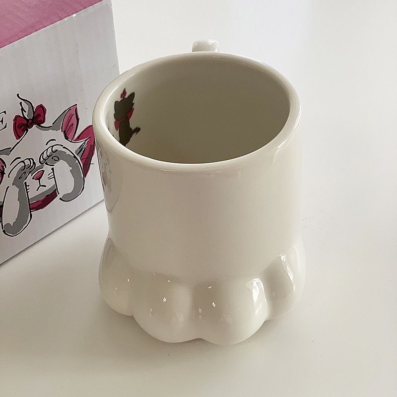 Cream Color Cat's Paw White Ceramic Water Cute Cat Creative Cartoon Mug Office Coffee Cup
