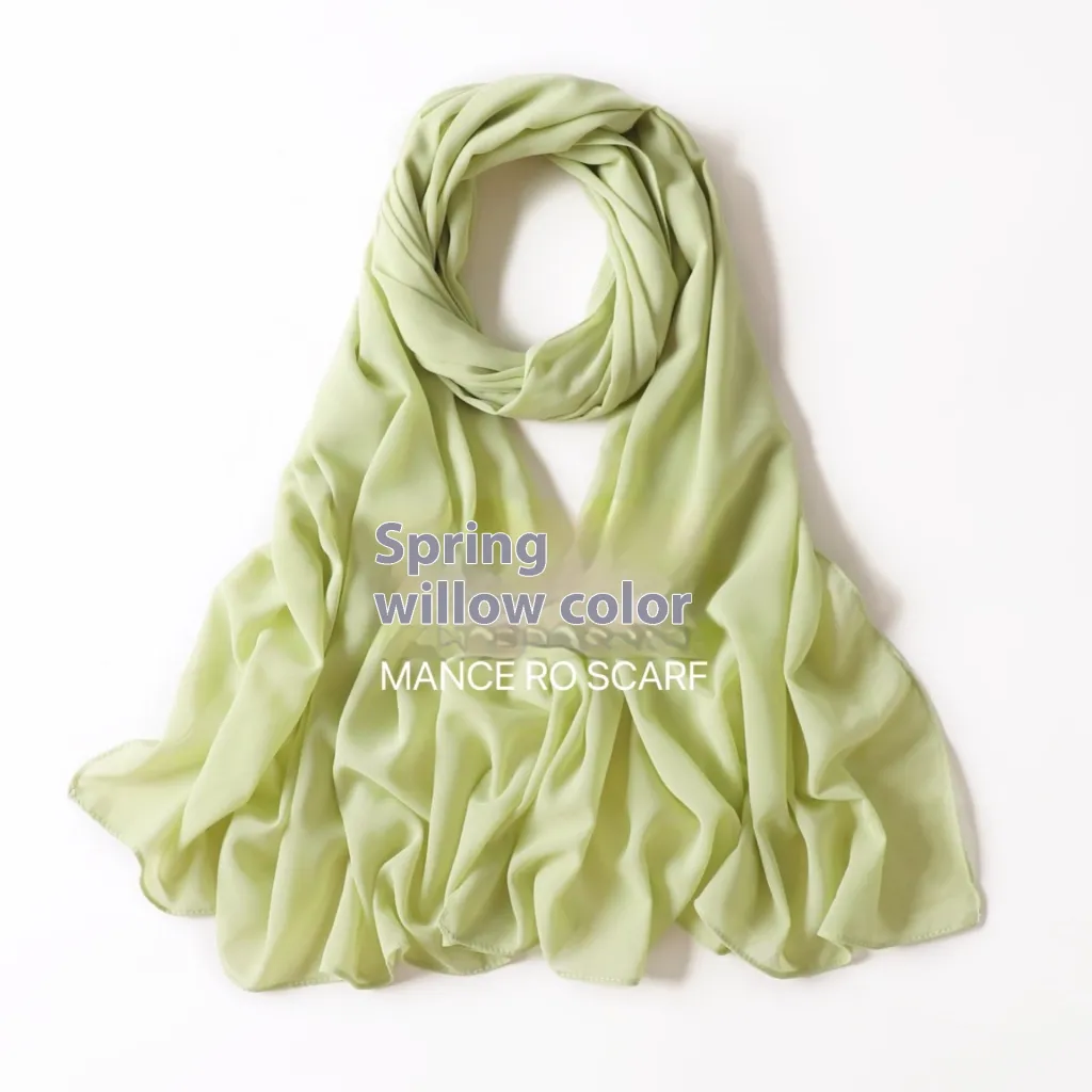 Pure Color Pearl Chiffon Scarf Headcloth Veil Chiffon Scarf - 29 Spring Willow
